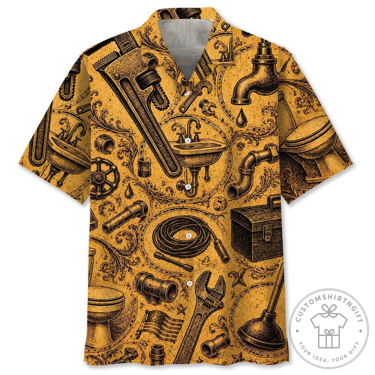 Vintage Plumber Tools Hawaiian Shirt for Men and Women