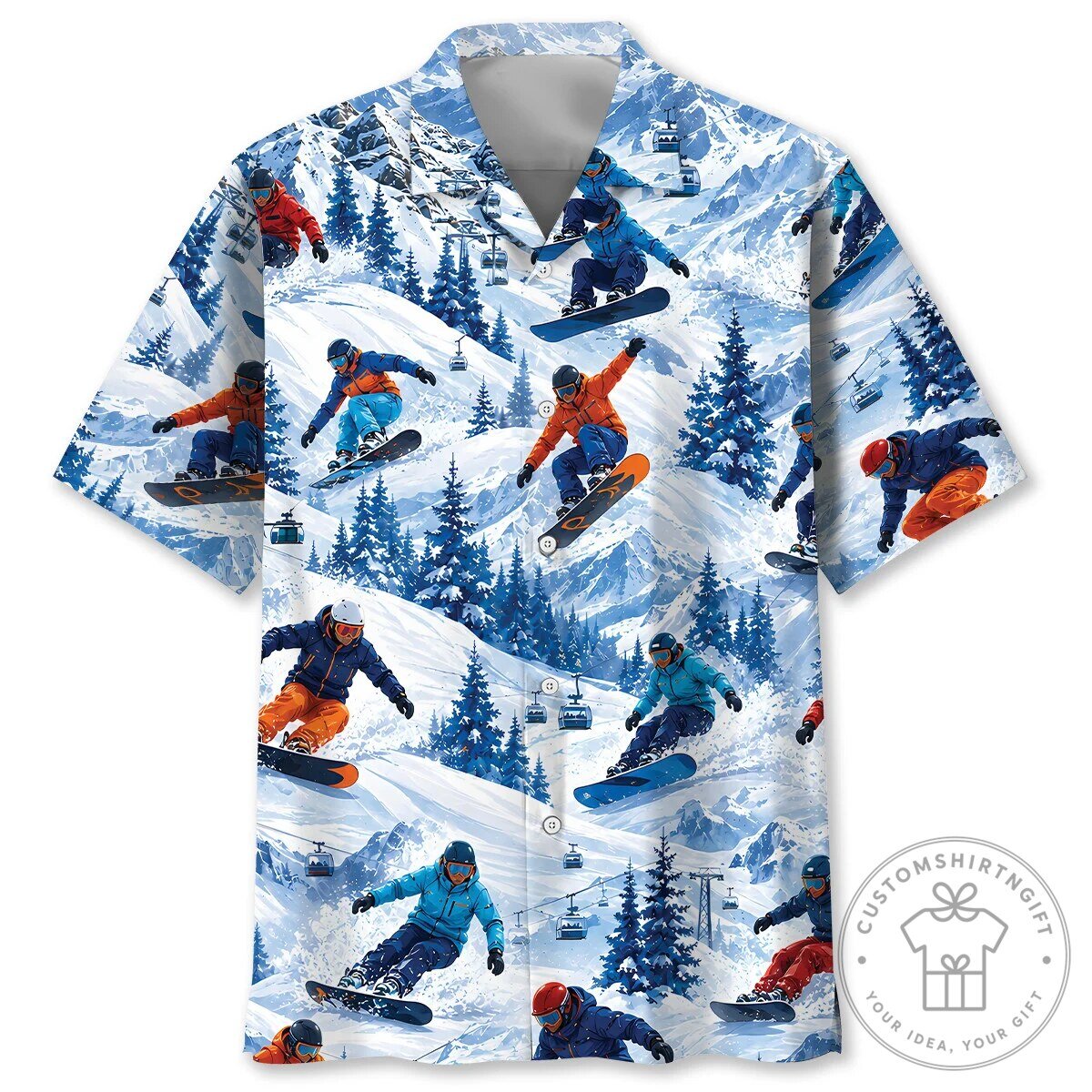 Snowboarding Mountain Adventure Winter Sports Hawaiian Shirt