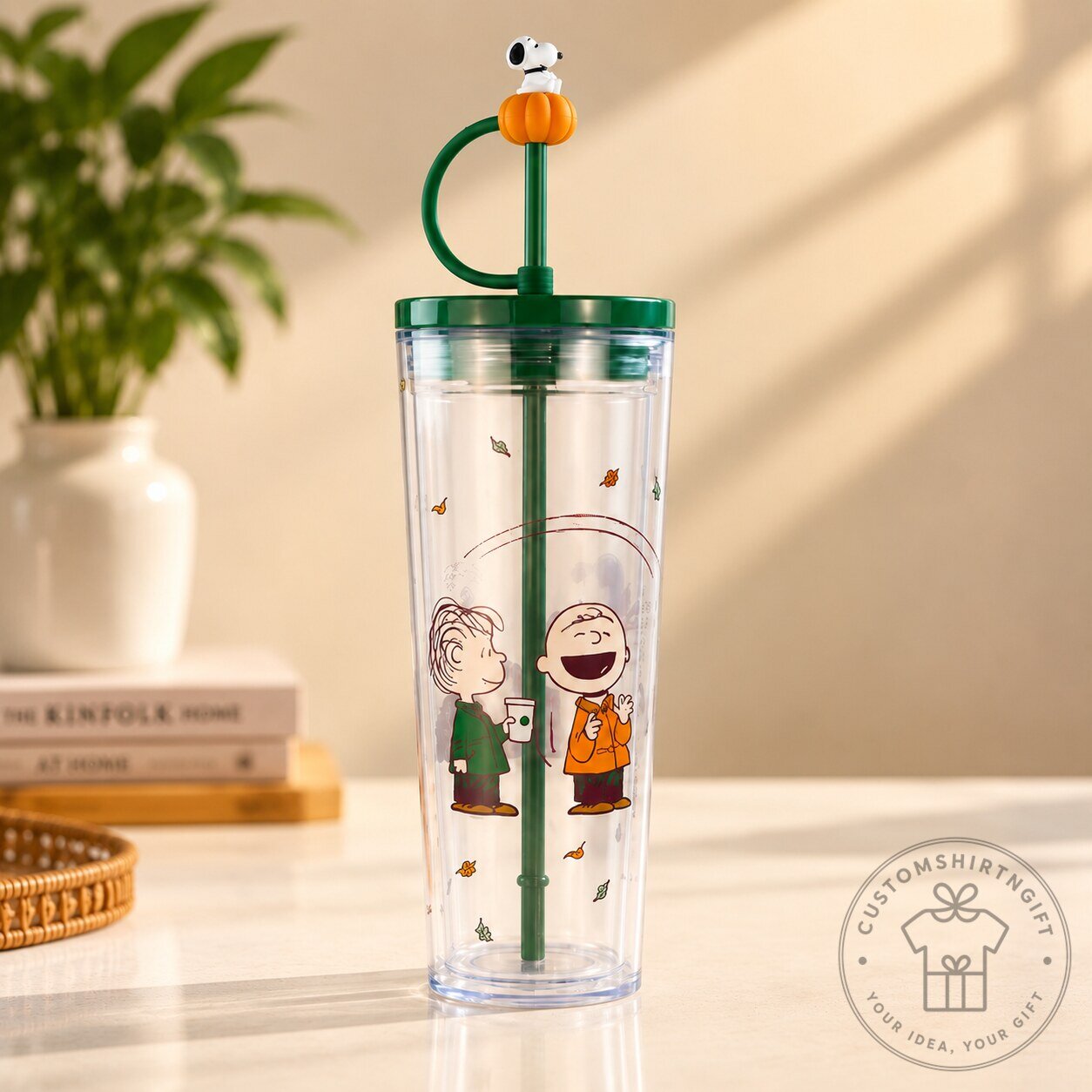 Peanuts x Starbucks Snoopy Autumn Collection Transparent Cold Cup Tumbler with Straw Topper