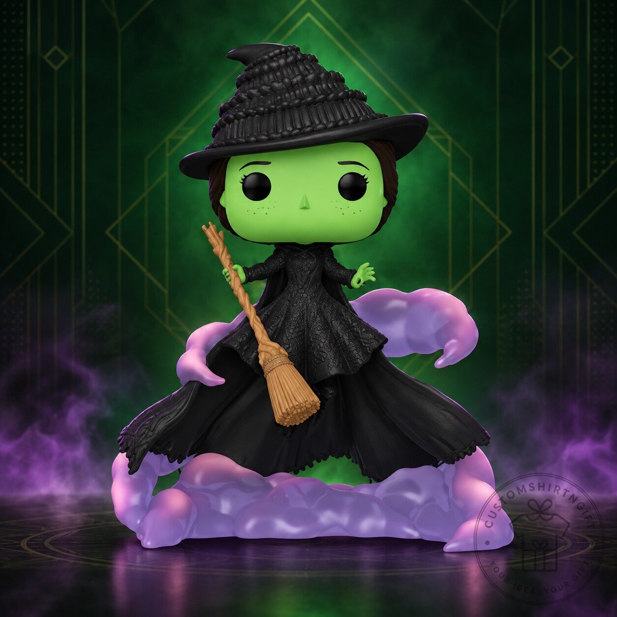 Wicked Movie Deluxe Elphaba on Broom Vinyl Figure Collectible Toy
