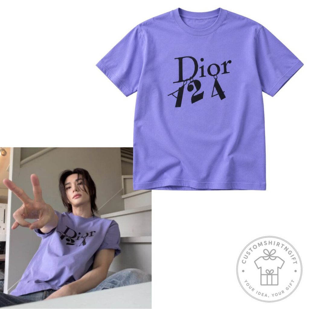 Straykids Hyunjin Dior Purple T Shirt