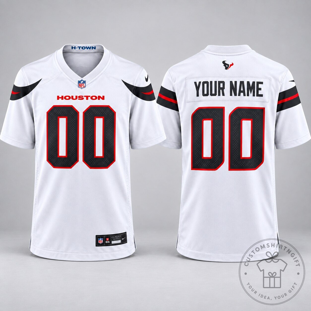 Houston Texans Custom White Jersey Personalized