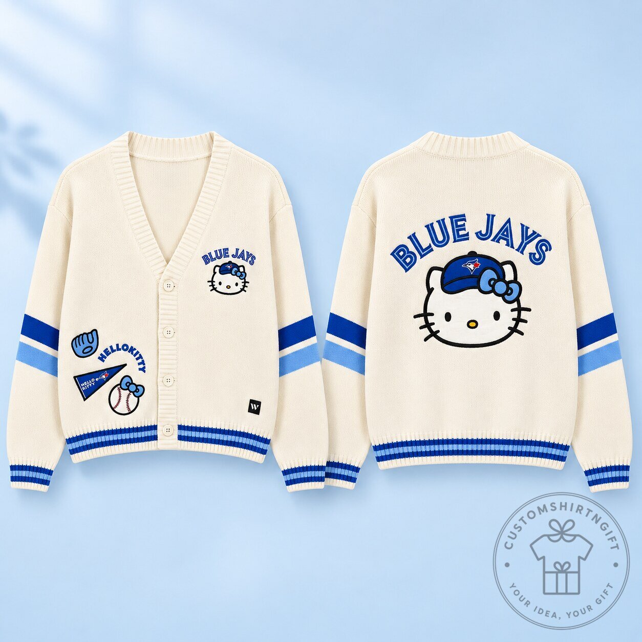 Hello Kitty Blue Jays Cardigan Sweater