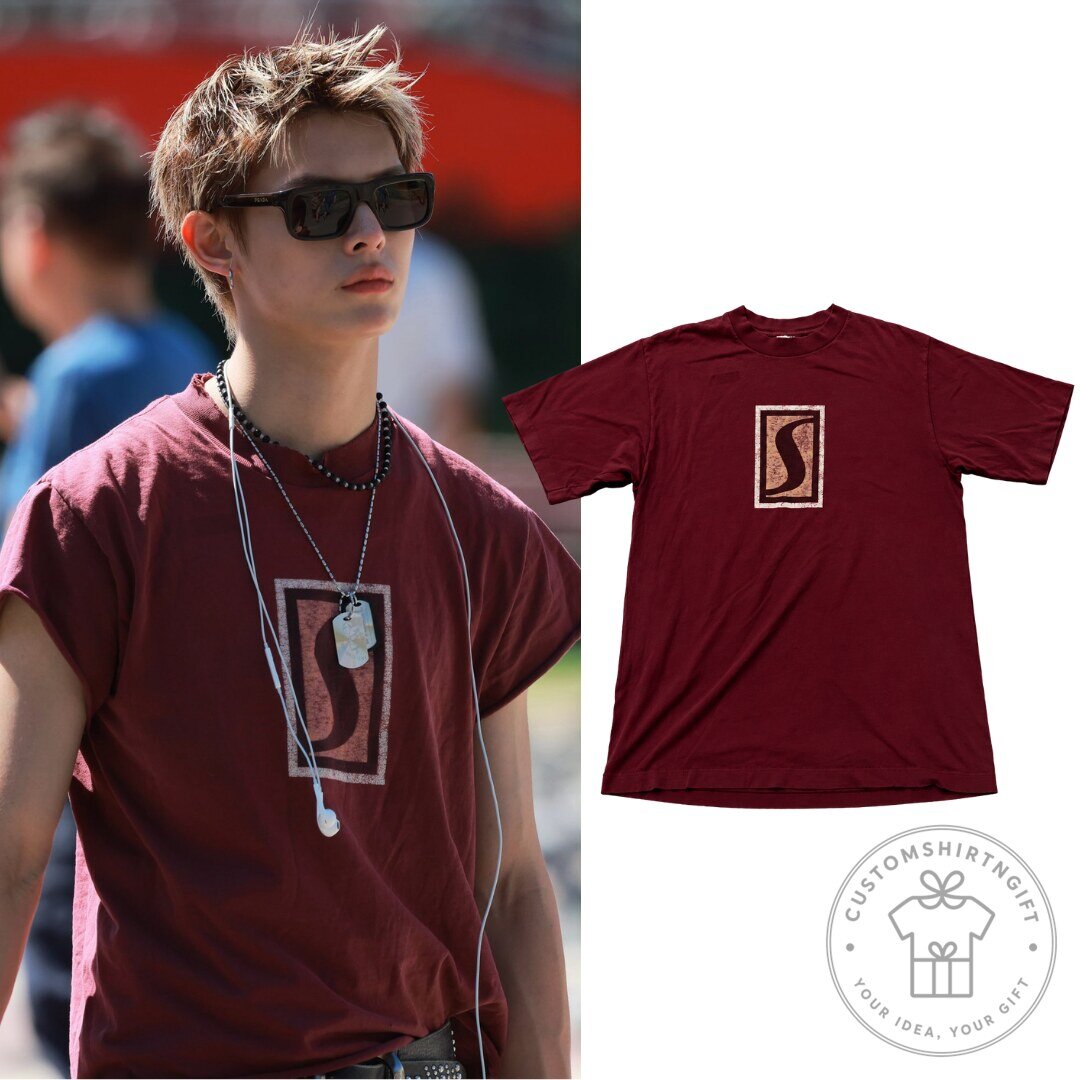 Cortis James x Stussy Burgundy Logo S Red T Shirt