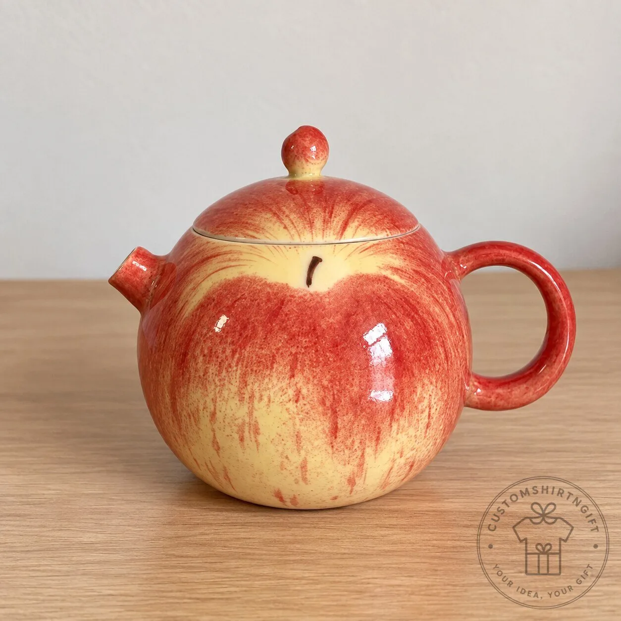 Ceramic Apple Teapot Cute Red Fruit Tea Pot