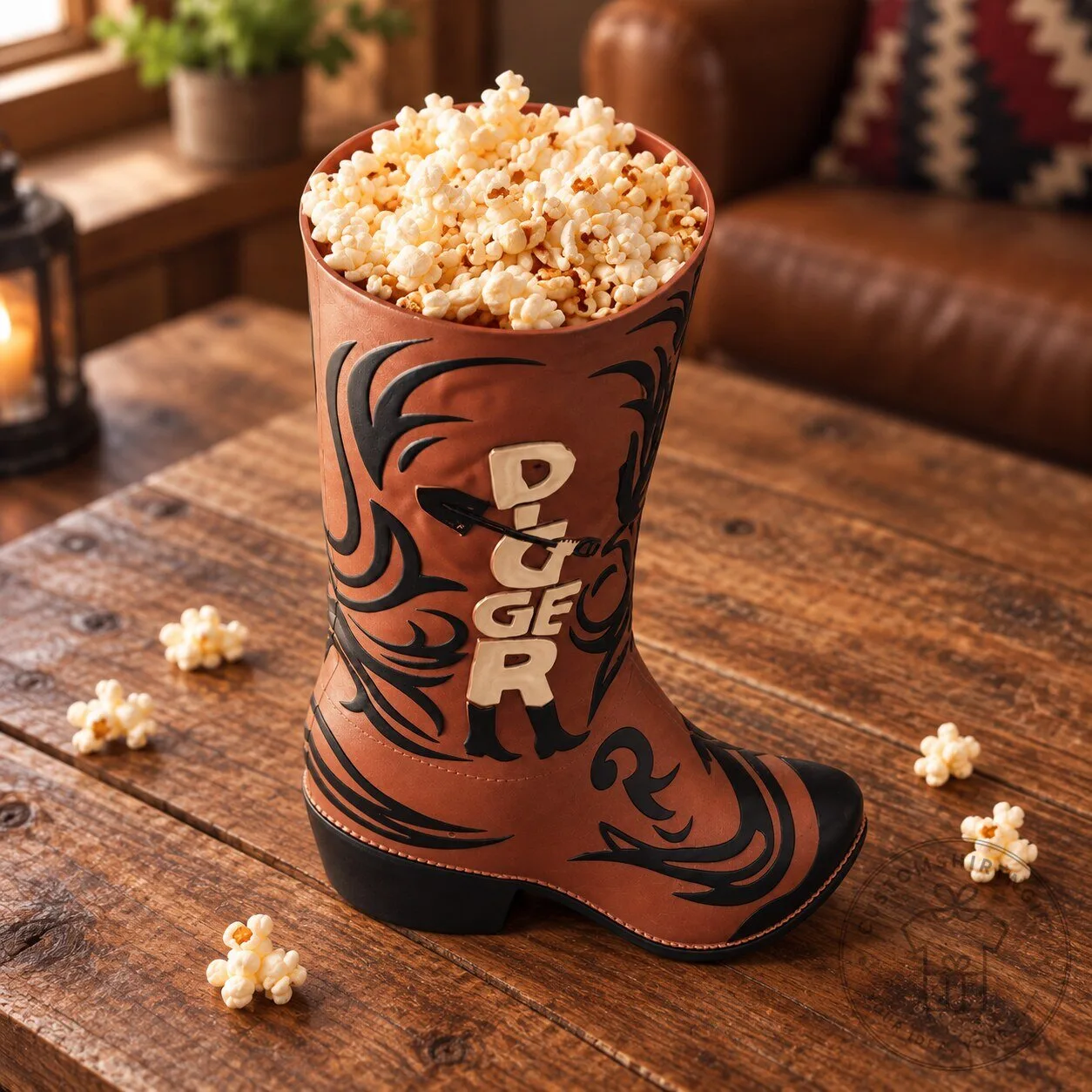 Cowboy Boot Popcorn Bucket Novelty Movie Night Snack Container