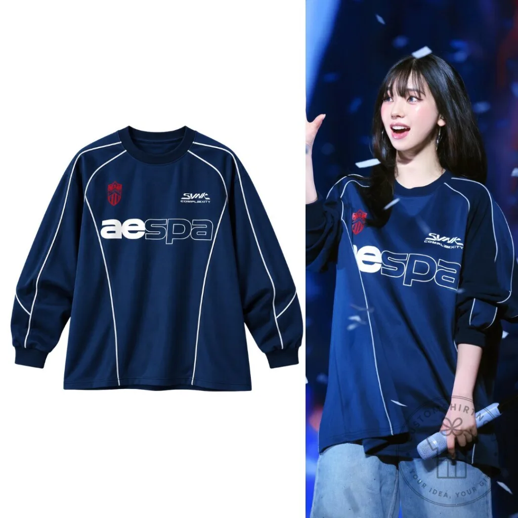 aespa Karina Synk Complexity Blue Long Sleeve Kpop Concert Merch
