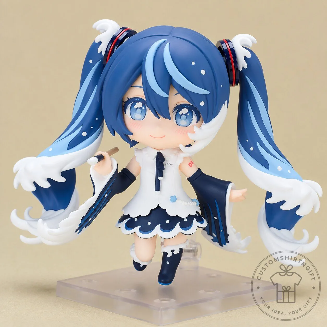 Hatsune Miku Blue Wave Chibi Anime Figure Cute Vocaloid PVC Collectible Toy