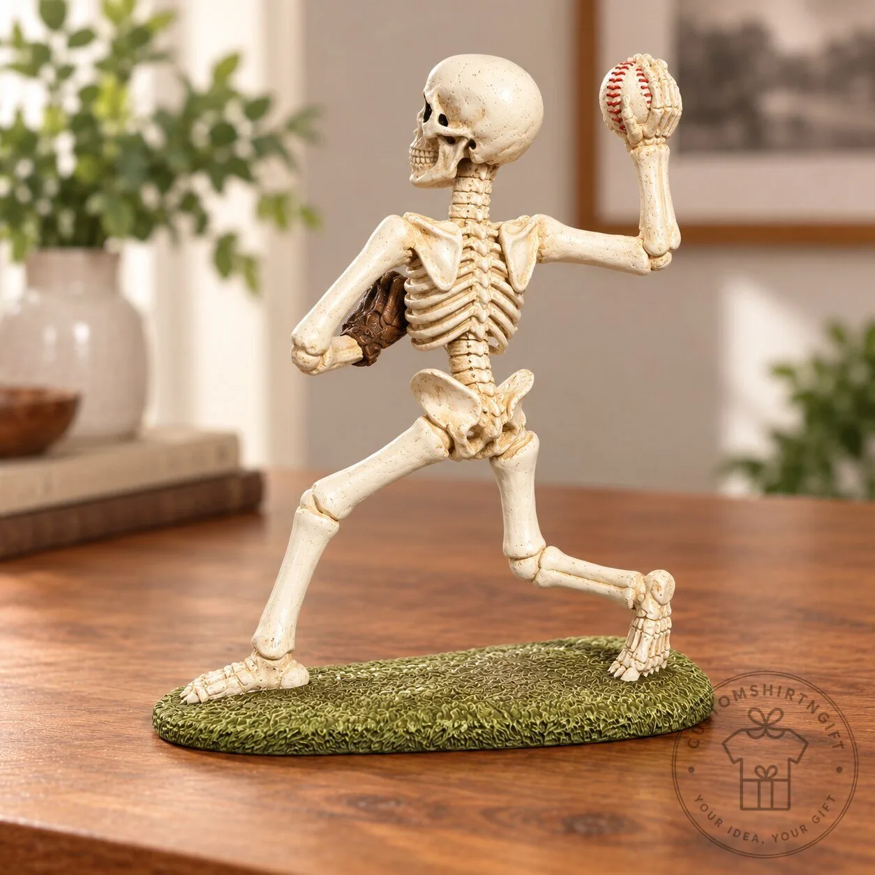Skeleton Playing Baseball Figurine Resin Statue Halloween Decor 9 Skeleton Playing Baseball Figurine Resin Statue Halloween Decor