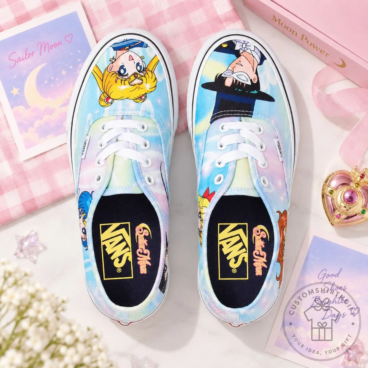 Vans Sailor Moon Custom Print Low Top Canvas Sneakers Shoes