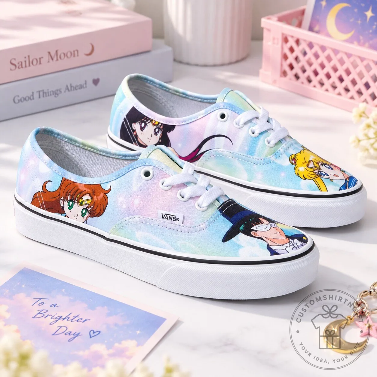 Vans Sailor Moon Custom Print Low Top Canvas Sneakers Shoes 9 Vans Sailor Moon Custom Print Low Top Canvas Sneakers Shoes