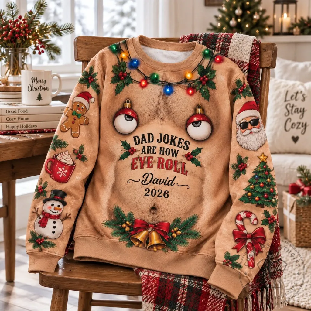 Personalized Dad Joke Christmas Ugly Sweatshirt