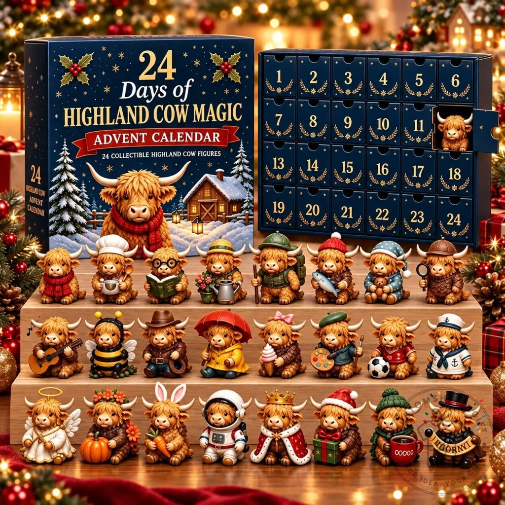 Highland Cow Advent Calendar 2026 24 Days Christmas Countdown