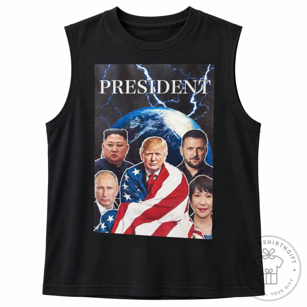 President Political Satire World Leaders Donald Trump Graphic Black Tank Top