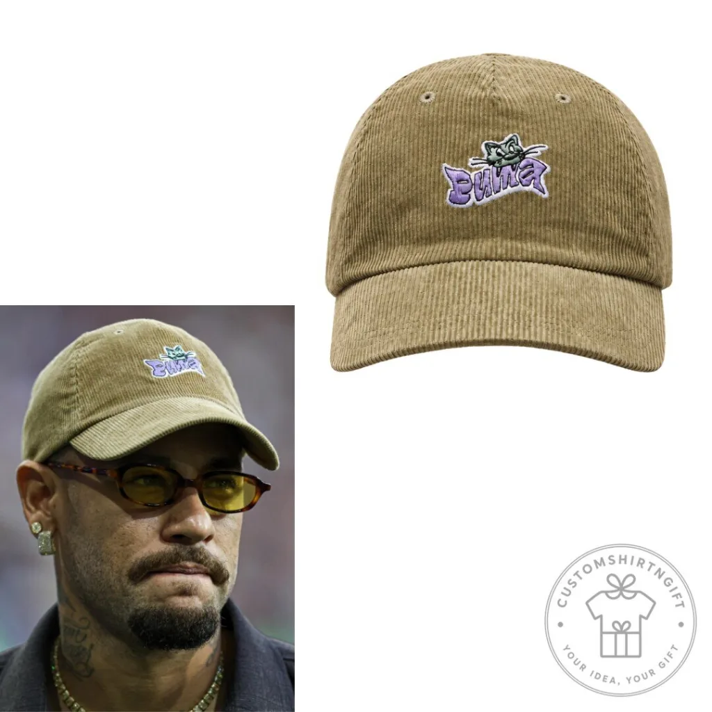 NeymarKenka Puma Corduroy Cap Embroidered Logo Brown Baseball Hat