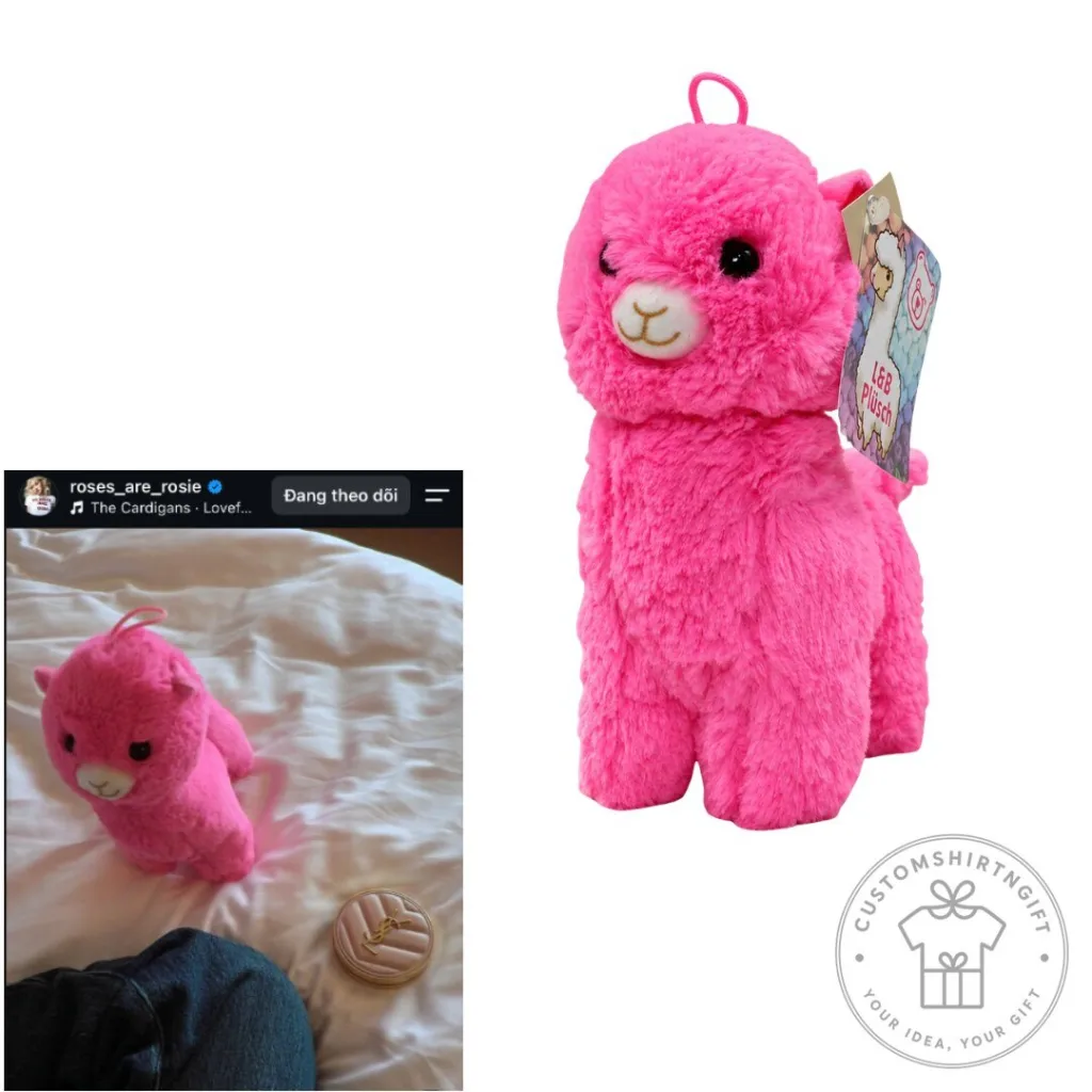 Alpaka Pink on Rose Instagram Stuffed Animal Toy Cute Llama Plush Doll