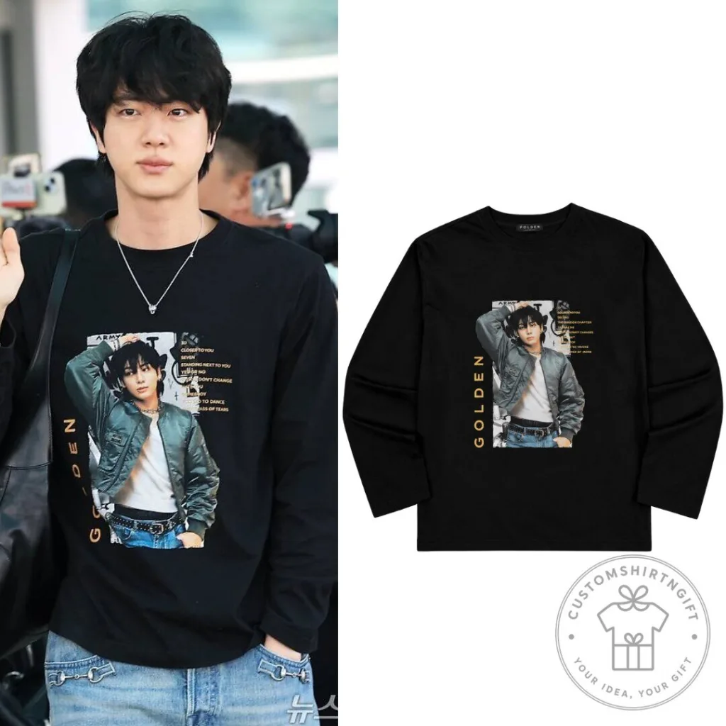 BTS Jungkook Golden Graphic Long Sleeve Shirt