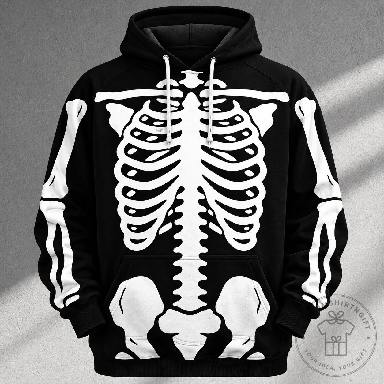 Skeleton Hoodie Halloween Costume Black