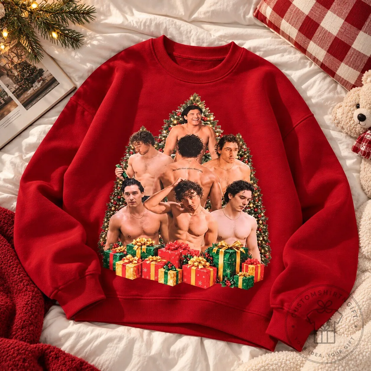 Christopher Briney Christmas Tree Red Sweatshirt Funny