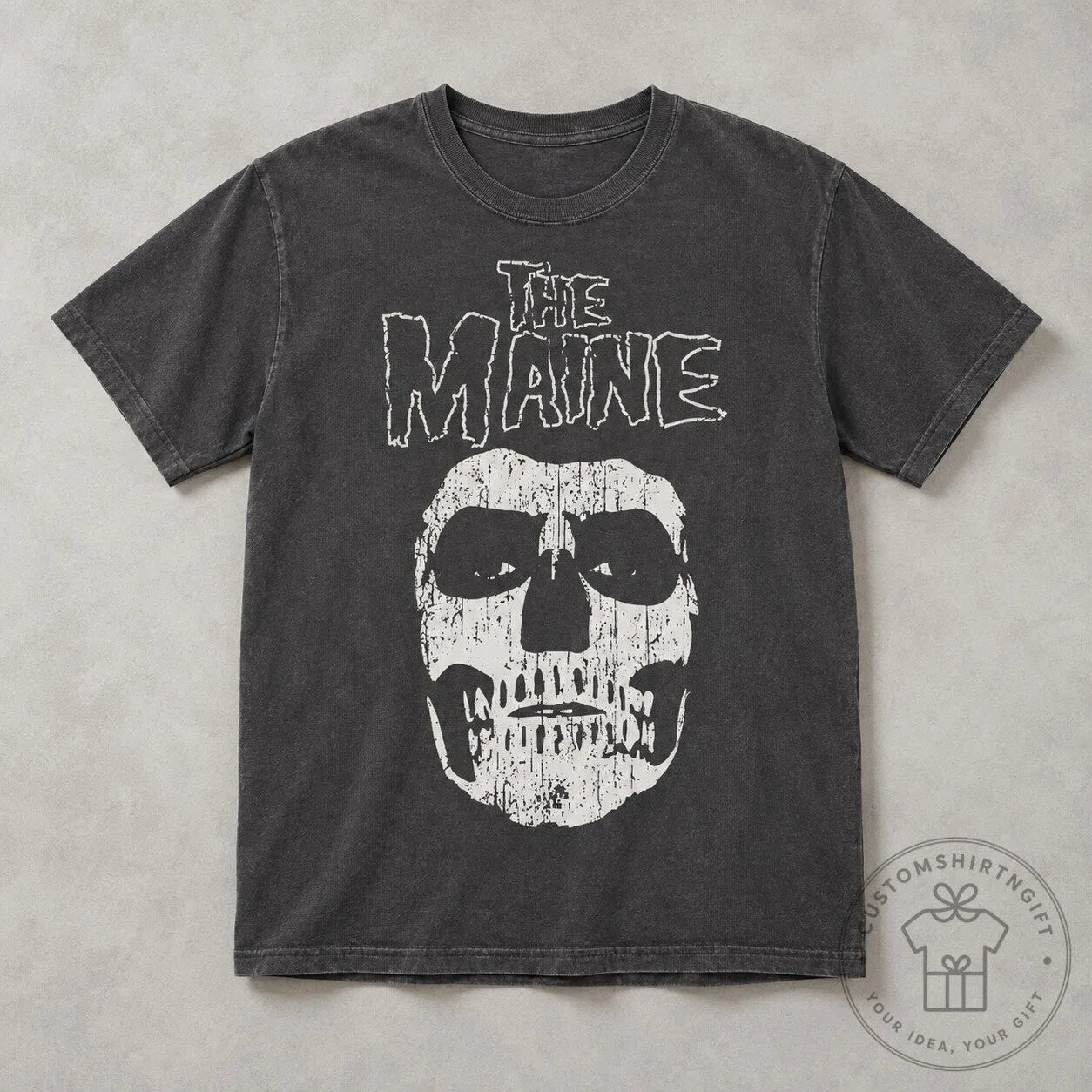 The Maine Wash Black Graphic T Shirt Skull Design