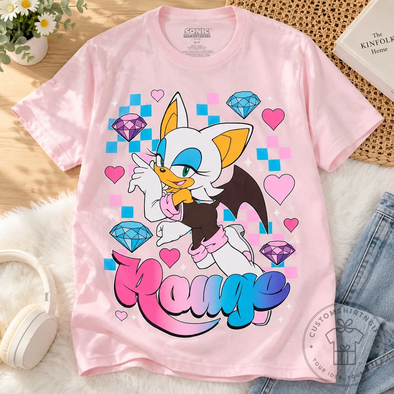 Sonic The Hedgehog Rouge the Bat Pink Graphic T Shirt 5 Sonic The Hedgehog Rouge the Bat Pink Graphic T Shirt