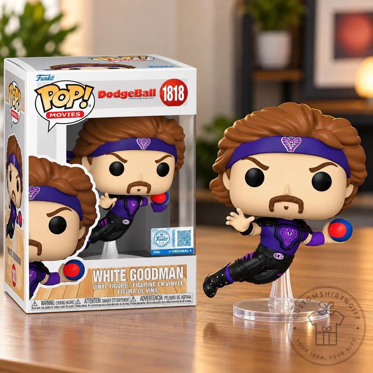 Funko Pop Movies DodgeBall White Goodman Vinyl Figure Number 1818 Collectible Toy