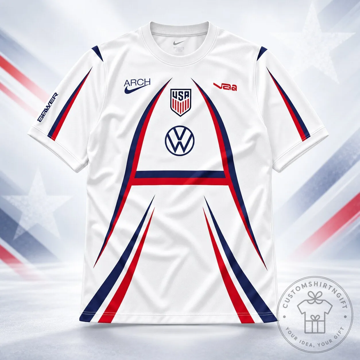 USA Soccer Pre Match Top White Red Blue Performance Training Jersey