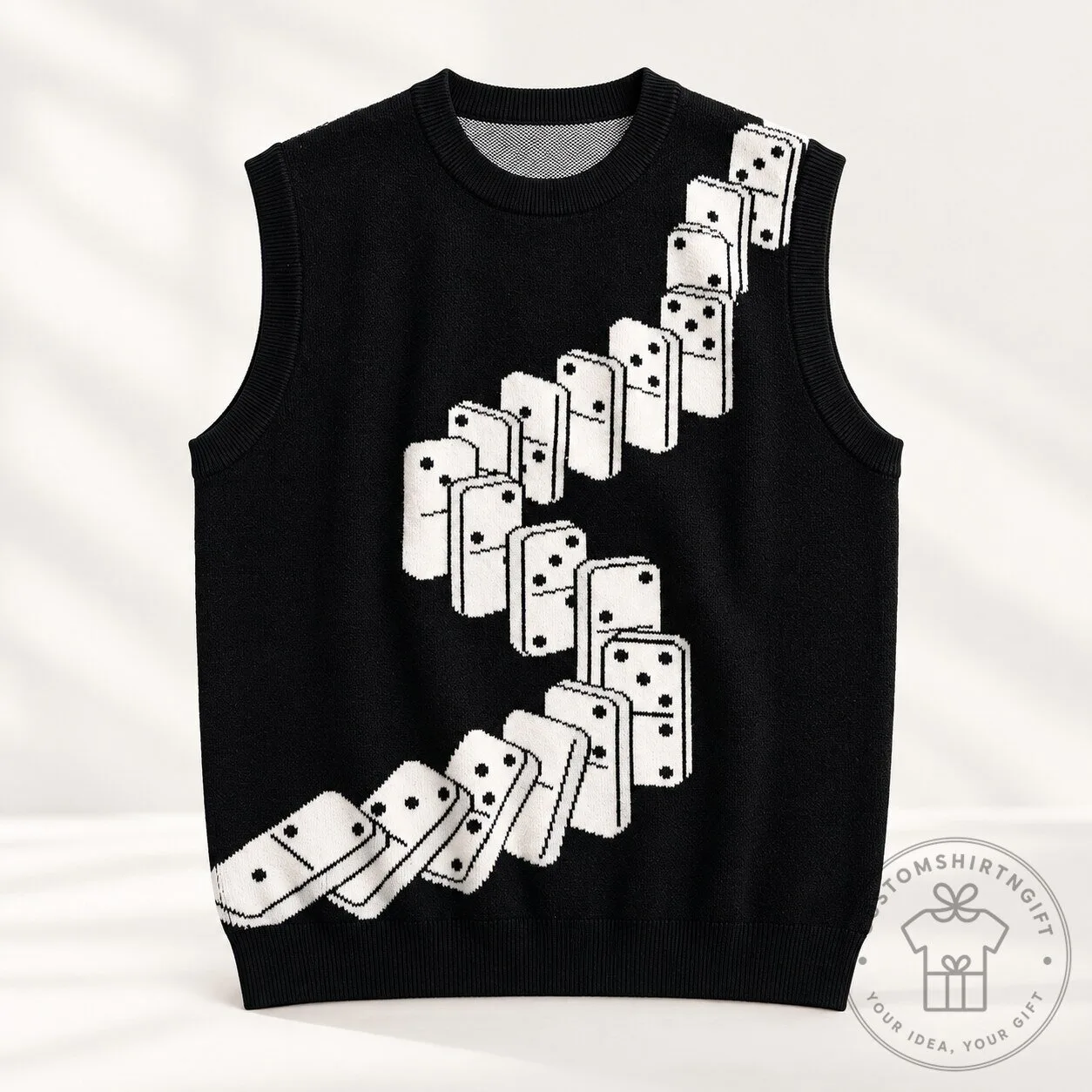 Domino Vest Sweater Black and White