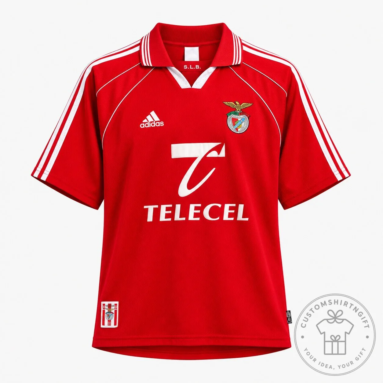 Benfica 1999 Home by Adidas Retro Vintage Red Custom Polo Jersey