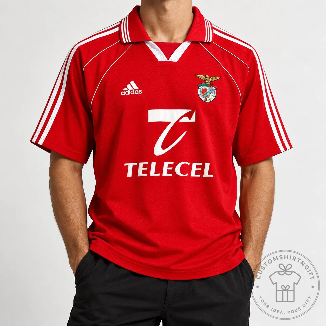 Benfica 1999 Home by Adidas Retro Vintage Red Custom Polo Jersey 9 Benfica 1999 Home by Adidas Retro Vintage Red Custom Polo Jersey
