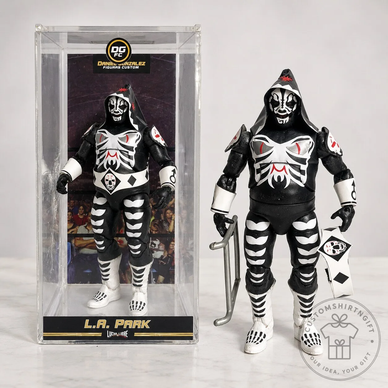 LA Park Custom Wrestling Action Figure Lucha Libre Skeleton Wrestler Toy